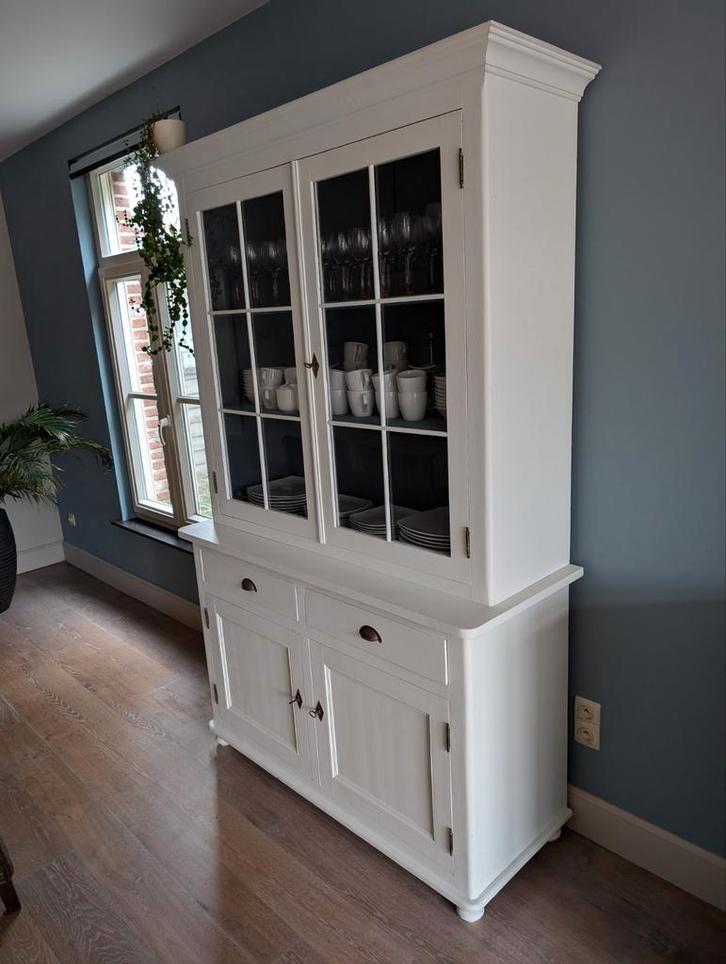 2 delige landelijke vitrinekast, Huis en Inrichting, Kasten | Buffetkasten, Gebruikt, Ophalen