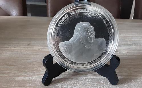 Congo Silverback Gorilla (1KG), Postzegels en Munten, Edelmetalen en Baren, Zilver, Ophalen of Verzenden