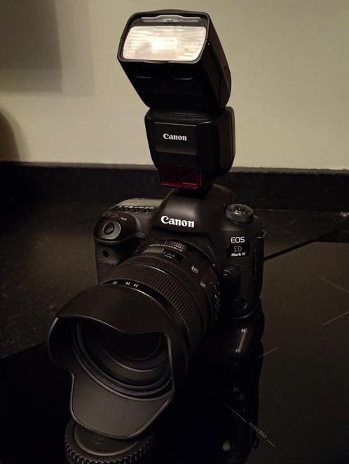 Canon 5D MkIV + Sigma 24-70mm f2.8 ART + flitser 430EXIII-RT, Audio, Tv en Foto, Fotocamera's Digitaal, Zo goed als nieuw, Canon