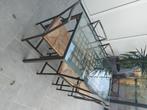 Table en métal avec plateau en verre, Huis en Inrichting, Tafels | Salontafels, Gebruikt, Ophalen, Glas