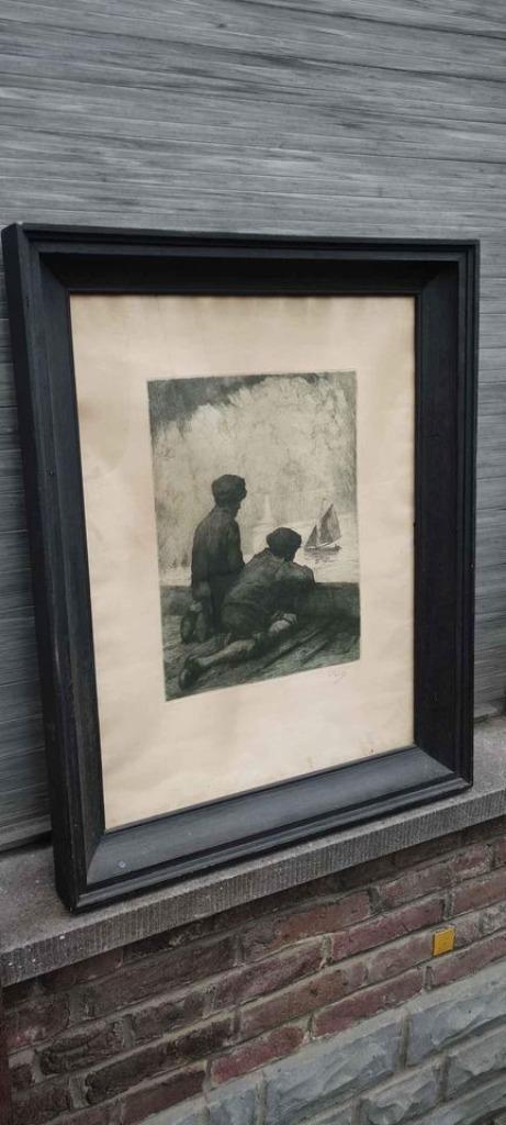 gravure signe kurt peiser, Antiek en Kunst, Kunst | Etsen en Gravures, Ophalen of Verzenden