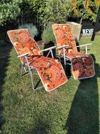 fauteuils de jardin vintage annee 70 tissus fleurs orange, Comme neuf, Enlèvement