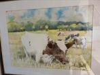 Aquarel met koeien Dries Vandeweghe 1979, Antiek en Kunst, Ophalen