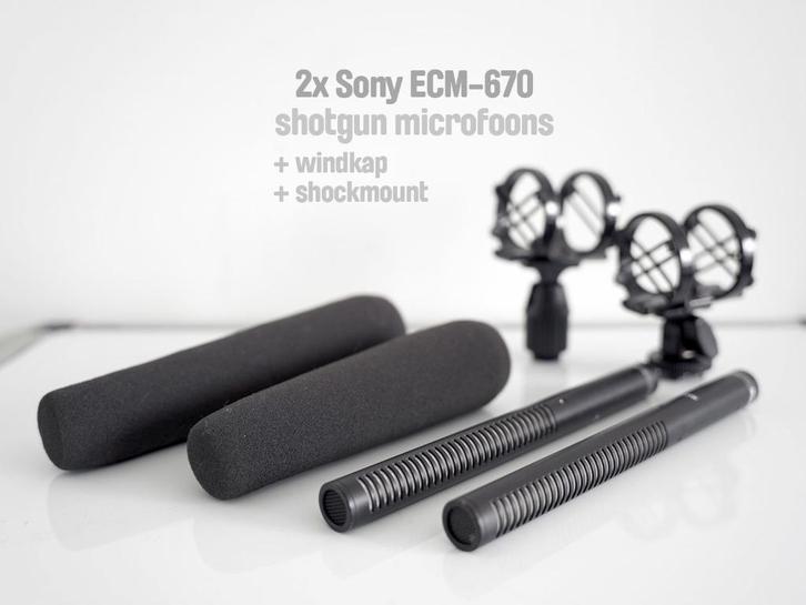Sony ECM-670 Shotgun microfoon + shockmount en stand, Muziek en Instrumenten, Microfoons, Gebruikt, Ophalen