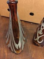 Koppel glazen vazen met loodbeslag, Antiquités & Art, Antiquités | Vases, Enlèvement ou Envoi