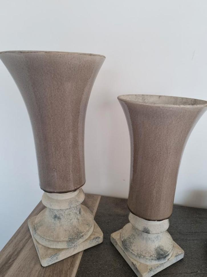 2 landelijke trompetvazen  42cm en 50cm hoog, Huis en Inrichting, Woonaccessoires | Vazen, Zo goed als nieuw, Ophalen