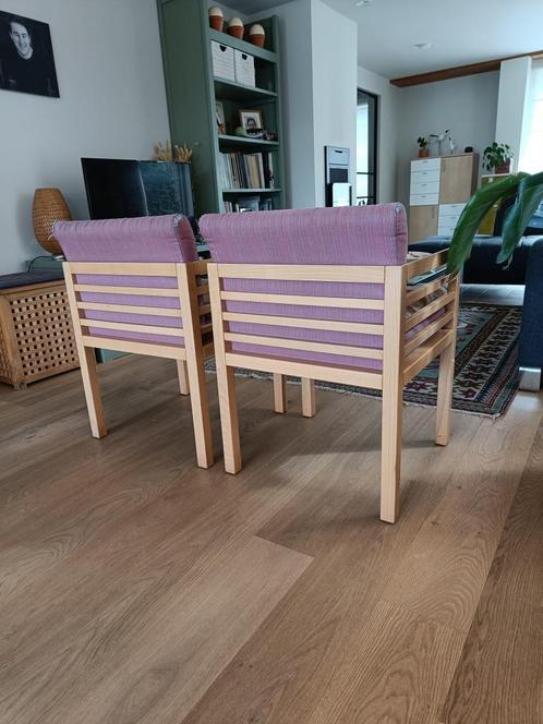 Bijzetzeteltjes, Huis en Inrichting, Stoelen, Gebruikt, Twee, Hout, Stof, Ophalen