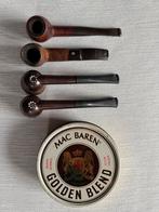 Set van 4 oude pijpen met lege tabaksdoos, Ophalen of Verzenden, Gebruikt, Tabaksdoos of Verpakking