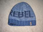 Blauwe muts, tekst 'Rebel', merk: Barts, maat 55 (8 jaar), Kinderen en Baby's, Kinderkleding | Mutsen, Sjaals en Handschoenen