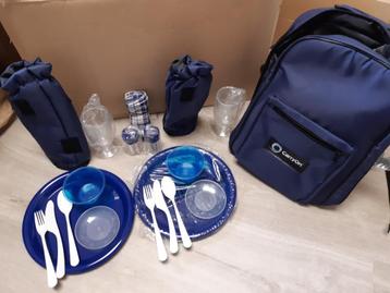 CarryOn picknick set in rugzak : 2x koelhouder + glas bestek