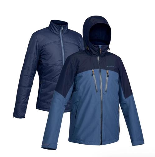 Decathlon Waterdichte 3-in-1 herenjas, Kleding | Heren, Jassen | Winter, Zo goed als nieuw, Maat 48/50 (M), Blauw, Ophalen of Verzenden