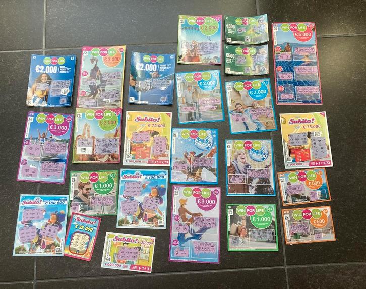 24 verschillende lotjes (Subito, Win for Life), Verzamelen, Overige Verzamelen, Gebruikt, Verzenden