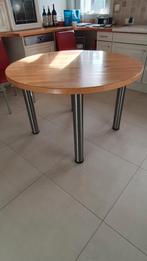 Ronde tafel in hout met poten in chroom, Huis en Inrichting, Ophalen, Gebruikt, Rond, 50 tot 100 cm