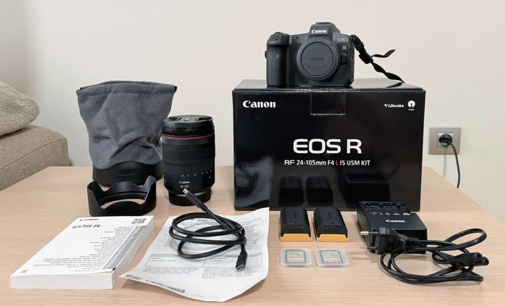 Canon EOS R + RF 24-105mm F4 L IS + Toebehoren in NIEUWSTAAT, Audio, Tv en Foto, Fotocamera's Digitaal, Zo goed als nieuw, Spiegelreflex