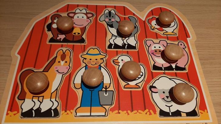 Puzzel Hout Boerderij van Mellisa&Doug, Kinderen en Baby's, Speelgoed | Kinderpuzzels, Zo goed als nieuw, 6 maanden tot 2 jaar