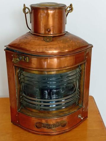 Antieke Scheepslamp Stuurboord, Antiek en Kunst, Antiek | Verlichting, Ophalen of Verzenden