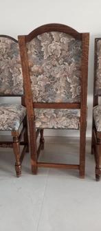 Massief eikenhout stoelen met stoffen bekleding, Huis en Inrichting, Stoelen, Ophalen, Bruin, Zo goed als nieuw, Stof