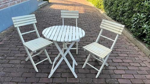 Bistro set - wit, Tuin en Terras, Tuinsets en Loungesets, Gebruikt, Tuinset, Hout, 3 zitplaatsen, Stoel, Ophalen
