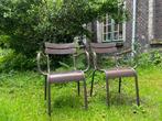 2 Bruine Vedett terrasstoelen met leuning  (20/, Tuin en Terras, Tuinstoelen, Gebruikt, Metaal, Stapelbaar, Ophalen