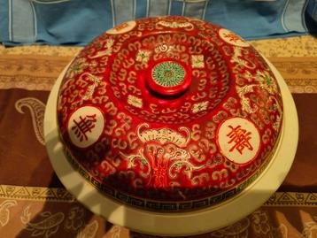 Vintage Chinese Red Mun Shou beschikbaar voor biedingen