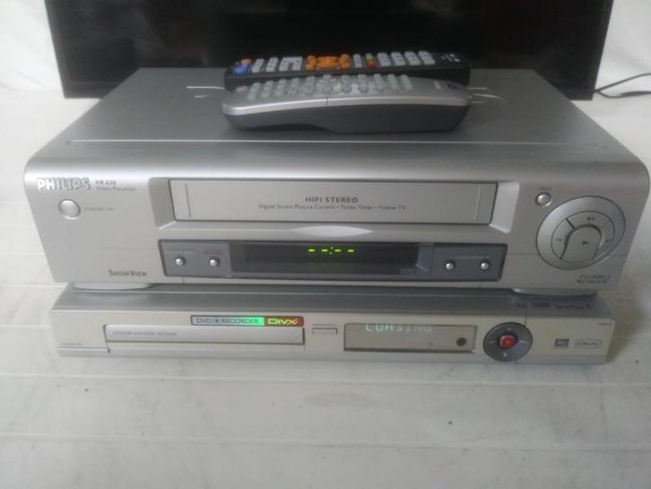 Kopieer duo Philips DVDR 3380 + VHS videorecorder VR630, Audio, Tv en Foto, Videospelers, Gebruikt, VHS-speler of -recorder, Ophalen of Verzenden