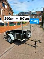 Enkelassige aanhangwagen van 750 kg, Auto diversen, Aanhangers en Bagagewagens, Ophalen, Zo goed als nieuw