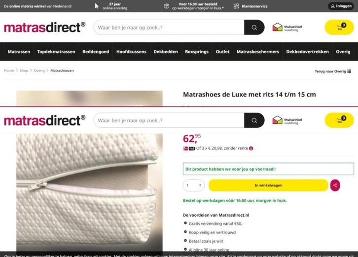 MATRASHOES de luxe met rits 140X200cm 14-15 cm dikte, Huis en Inrichting, Slaapkamer | Matrassen en Bedbodems, Nieuw, 140 cm, 200 cm