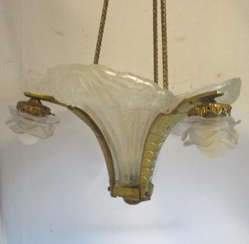 originele bronzen art deco luster grote schelpen schalen beschikbaar voor biedingen