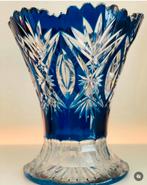 Val Saint Lambert blue crystal vase Hubert Fourage, Ophalen of Verzenden