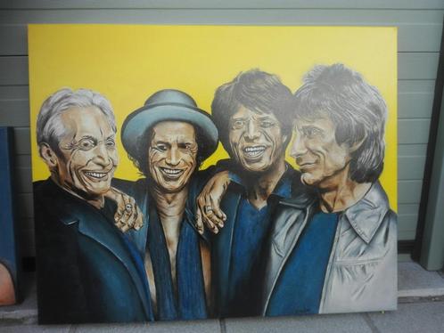OLIEVERFSCHILDERWERK   THE ROLLINGSTONES, Antiek en Kunst, Kunst | Schilderijen | Klassiek, Ophalen