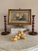 Druiventros kandelaars schilderijtje deco, Antiek en Kunst, Antiek | Woonaccessoires, Ophalen of Verzenden