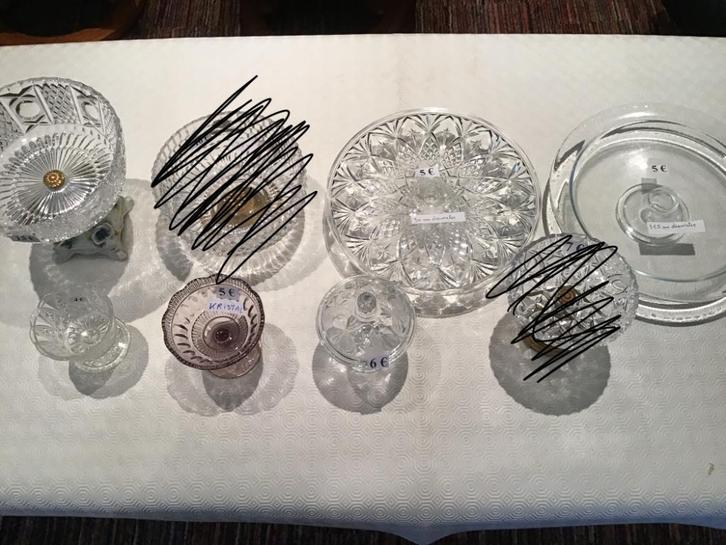 7 bonbonnièrres aan spotprijzen, Antiek en Kunst, Antiek | Glaswerk en Kristal, Ophalen of Verzenden