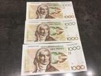 Belgique 3 x 1000 Francs type Gretry, Enlèvement ou Envoi