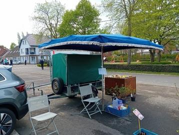 Marktkraamparasol met stevige 3-voet-hoes+ gewichten-KOOPJE! beschikbaar voor biedingen