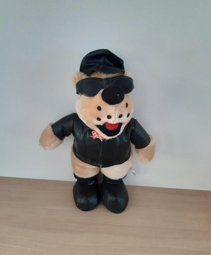 Een knuffelbeer gekleed als motard (35 cm), Enfants & Bébés, Jouets | Peluches, Comme neuf, Ours, Enlèvement ou Envoi