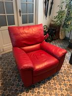 Bordeauxrode leren fauteuil, Huis en Inrichting, Fauteuils, Ophalen, Leer