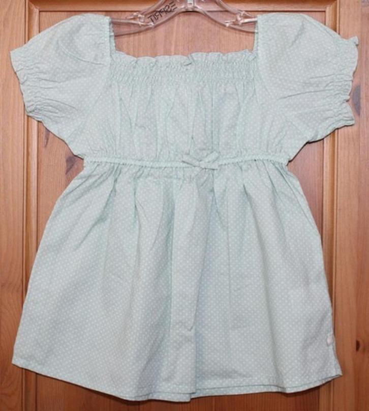 Licht mintgroen shirtje met stipjes - maat 4 jaar, Kinderen en Baby's, Kinderkleding | Maat 104, Zo goed als nieuw, Meisje, Shirt of Longsleeve