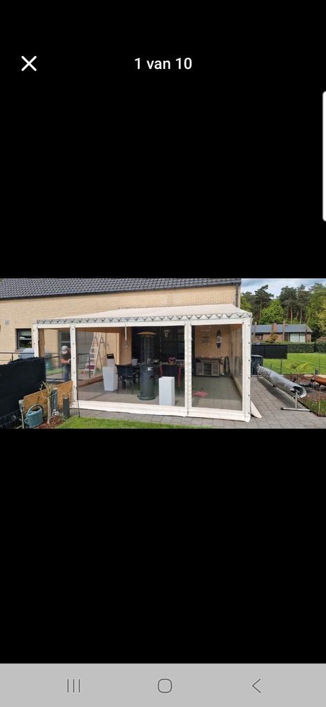 Terrasoververkapping 5 op 5 meter voor tegen de gevel, Tuin en Terras, Overkappingen, Gebruikt, Ophalen