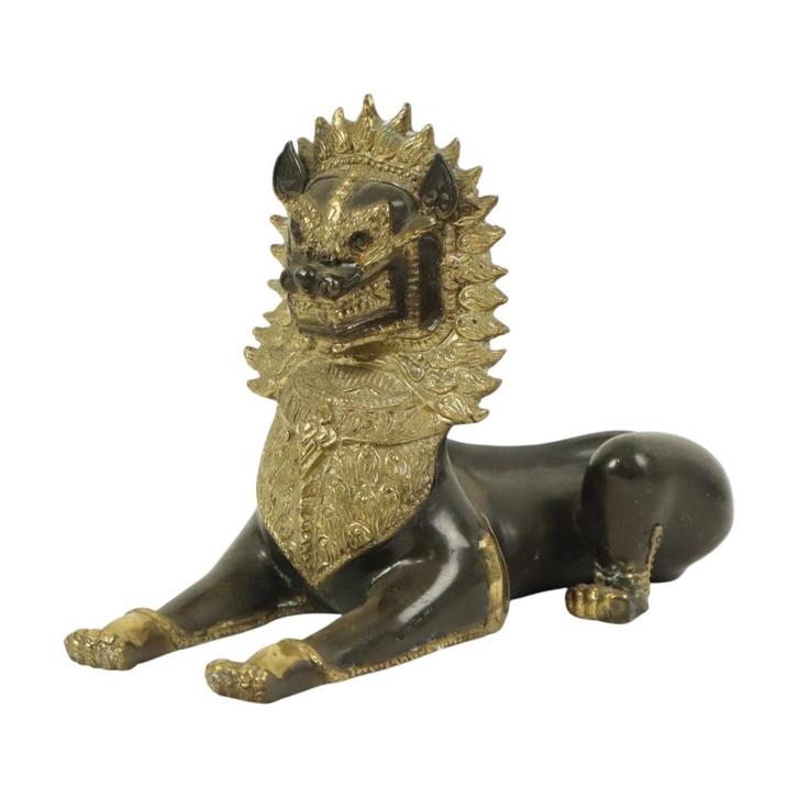Grote Tempelleeuw Verguld Brons Beeld Thailand Singha Foo Do, Antiek en Kunst, Kunst | Beelden en Houtsnijwerken, Ophalen of Verzenden