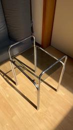 chrome bijzettafeltje met smoked glas, Ophalen, Gebruikt, Bauhaus, Glas