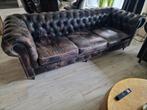 4 persoons zetel chesterfield, Huis en Inrichting, Ophalen, Chesterfield, Zo goed als nieuw, Rechte bank