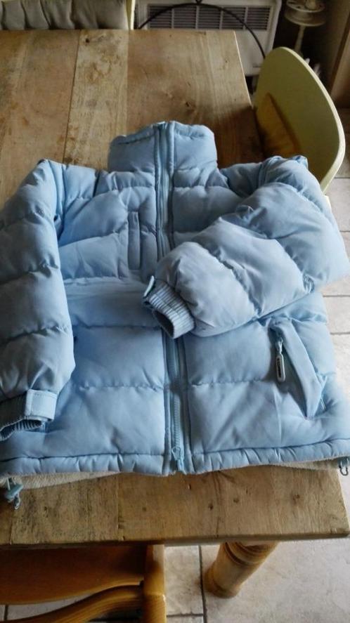 Jas - skijas lichtblauw/beige maat 140, Kinderen en Baby's, Kinderkleding | Maat 140, Gebruikt, Jas, Ophalen of Verzenden