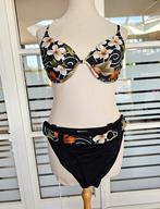 Zwarte bedrukte bikini – maat 48/50, Ophalen of Verzenden, Zo goed als nieuw, Zwart, Bikini