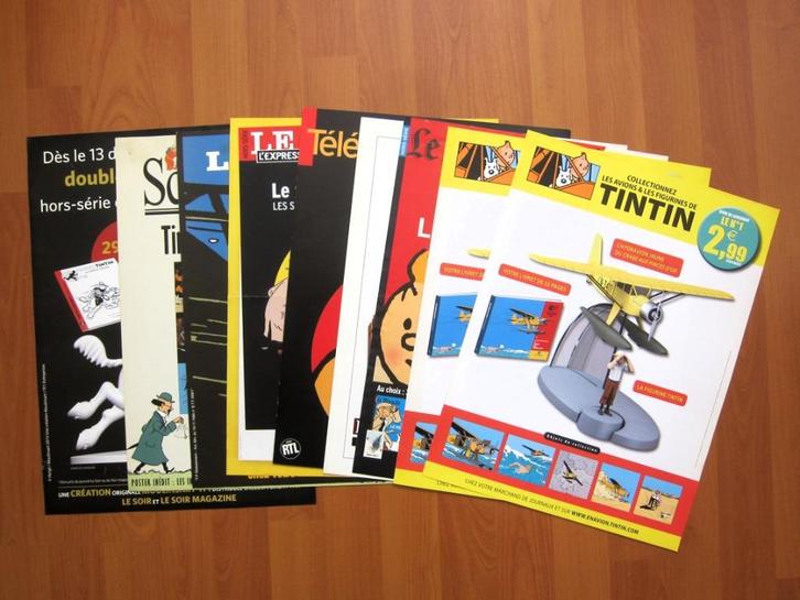 9 affiches Tintin ( 2002 à 2014 ), Livres, BD, Comme neuf, Plusieurs BD, Enlèvement ou Envoi