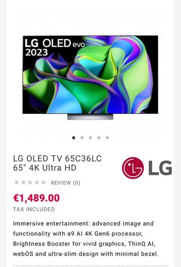 LG OLED TV 65C36LC 65´´ Ultra HD écran endommagé  beschikbaar voor biedingen