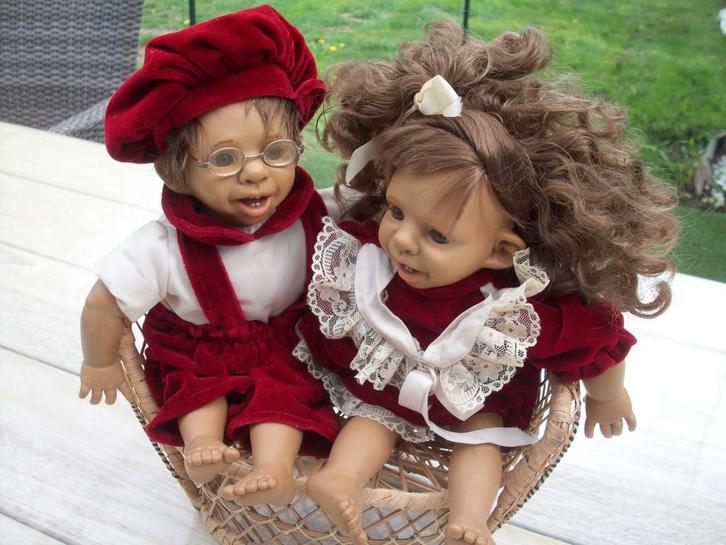 koppeltje antieke mooie lappen poppen, Verzamelen, Poppen, Zo goed als nieuw, Pop, Ophalen of Verzenden