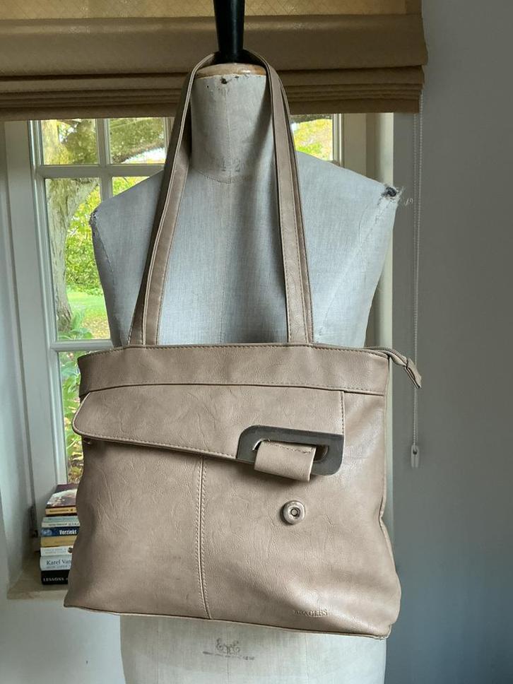 Handtas Beagles, Handtassen en Accessoires, Tassen | Damestassen, Zo goed als nieuw, Handtas, Beige, Ophalen of Verzenden