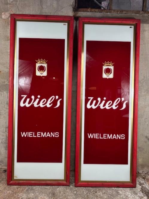 CAFE RECLAME GLAZEN PANELEN WIEL'S BIER, Verzamelen, Merken en Reclamevoorwerpen, Zo goed als nieuw, Reclamebord, Ophalen