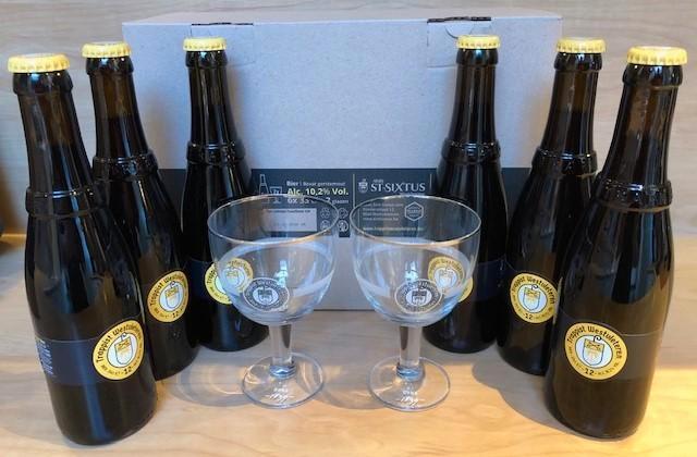 🎄 KADO: 6 x Westvleteren 12"(donker) + 2 glaasjes: 45 €, Verzamelen, Biermerken, Nieuw, Flesje(s), Overige merken, Ophalen