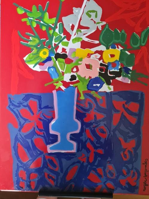 Roger Bezombes/Gesigneerd emaille bord/Boeket bloemen/, Antiek en Kunst, Kunst | Schilderijen | Klassiek, Verzenden